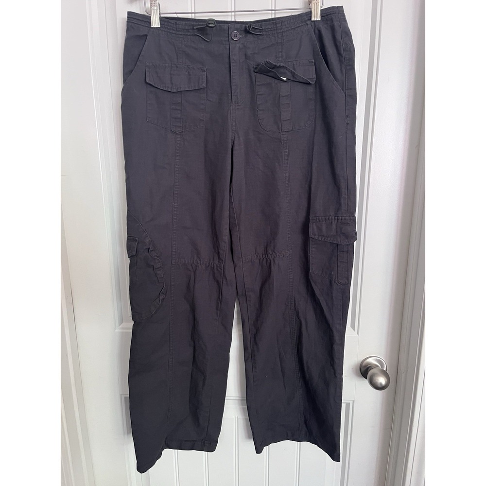Edikted Carlo Low Rise 35X29 Cargo Pants Large Y2K Gray Drawstring Wide Leg‎ 391